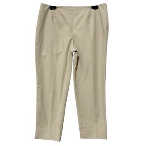 Lafayette 148 New York Pants Size 8 Beige Stretch  Side Zip Cotton Blend